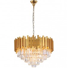 Φωτιστικό Κρεμαστό 8xE14 Χρυσαφί Αλουμινίου και Κρύσταλλα 6068-8